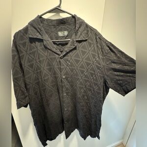 Zara Men's Black Textured short sleeve button up